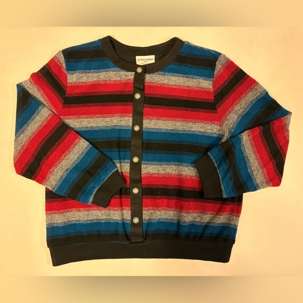 Vintage Alfred Dunner multicolored stripped long sleeve sweater size XL